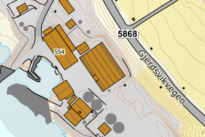 Kartbilde fra WMS-tjeneste av avviket