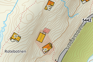 Kartbilde fra WMS-tjeneste av avviket