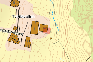 Kartbilde fra WMS-tjeneste av avviket
