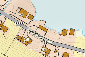 Kartbilde fra WMS-tjeneste av avviket