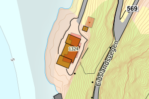 Kartbilde fra WMS-tjeneste av avviket