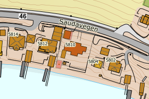 Kartbilde fra WMS-tjeneste av avviket