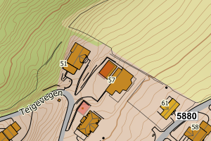 Kartbilde fra WMS-tjeneste av avviket