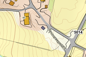 Kartbilde fra WMS-tjeneste av avviket