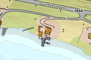 Kartbilde fra WMS-tjeneste av avviket