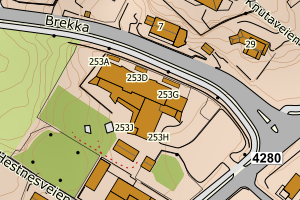 Kartbilde fra WMS-tjeneste av avviket