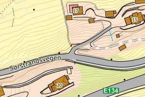 Kartbilde fra WMS-tjeneste av avviket