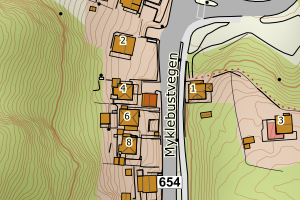 Kartbilde fra WMS-tjeneste av avviket
