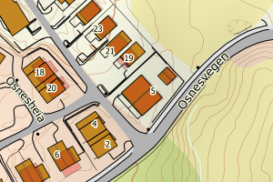 Kartbilde fra WMS-tjeneste av avviket