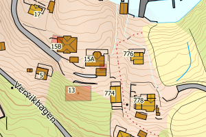 Kartbilde fra WMS-tjeneste av avviket