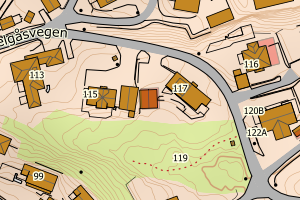 Kartbilde fra WMS-tjeneste av avviket