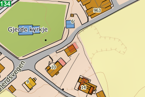 Kartbilde fra WMS-tjeneste av avviket