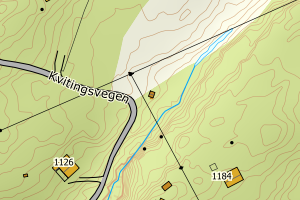 Kartbilde fra WMS-tjeneste av avviket