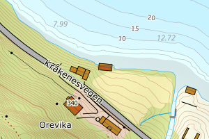 Kartbilde fra WMS-tjeneste av avviket