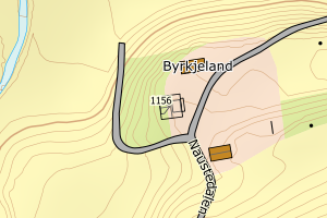 Kartbilde fra WMS-tjeneste av avviket