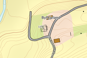 Kartbilde fra WMS-tjeneste av avviket