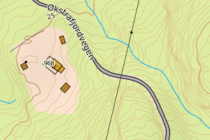 Kartbilde fra WMS-tjeneste av avviket