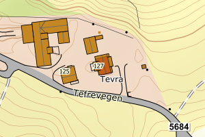 Kartbilde fra WMS-tjeneste av avviket