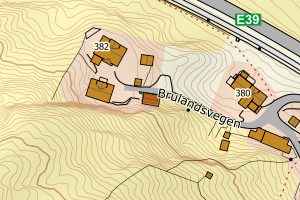 Kartbilde fra WMS-tjeneste av avviket