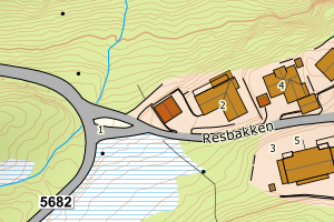 Kartbilde fra WMS-tjeneste av avviket