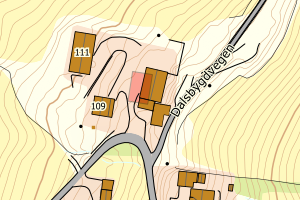 Kartbilde fra WMS-tjeneste av avviket