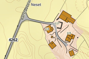 Kartbilde fra WMS-tjeneste av avviket