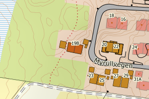Kartbilde fra WMS-tjeneste av avviket