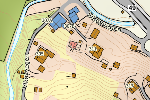 Kartbilde fra WMS-tjeneste av avviket