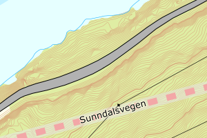 Kartbilde fra WMS-tjeneste av avviket