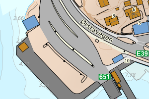 Kartbilde fra WMS-tjeneste av avviket