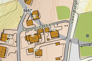 Kartbilde fra WMS-tjeneste av avviket