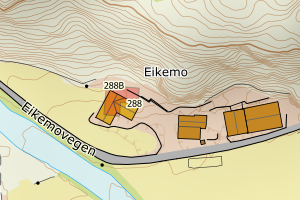 Kartbilde fra WMS-tjeneste av avviket
