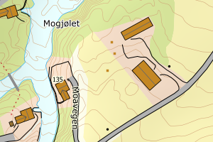 Kartbilde fra WMS-tjeneste av avviket
