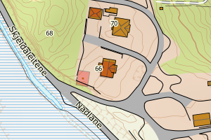 Kartbilde fra WMS-tjeneste av avviket
