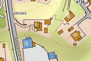 Kartbilde fra WMS-tjeneste av avviket