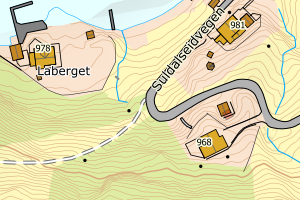 Kartbilde fra WMS-tjeneste av avviket