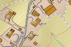 Kartbilde fra WMS-tjeneste av avviket