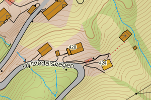 Kartbilde fra WMS-tjeneste av avviket