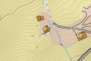 Kartbilde fra WMS-tjeneste av avviket