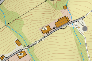 Kartbilde fra WMS-tjeneste av avviket