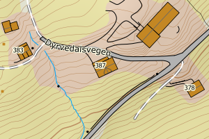Kartbilde fra WMS-tjeneste av avviket