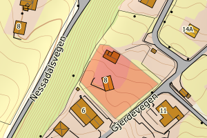 Kartbilde fra WMS-tjeneste av avviket