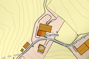 Kartbilde fra WMS-tjeneste av avviket