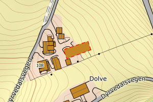 Kartbilde fra WMS-tjeneste av avviket