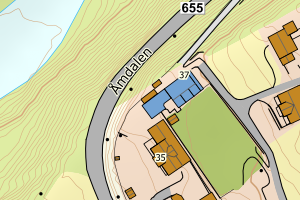 Kartbilde fra WMS-tjeneste av avviket