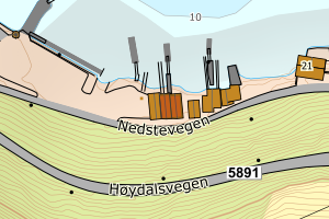 Kartbilde fra WMS-tjeneste av avviket