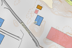 Kartbilde fra WMS-tjeneste av avviket