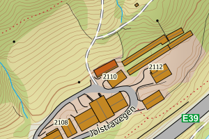 Kartbilde fra WMS-tjeneste av avviket