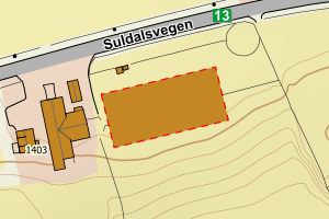 Kartbilde fra WMS-tjeneste av avviket