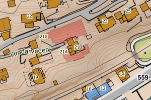 Kartbilde fra WMS-tjeneste av avviket